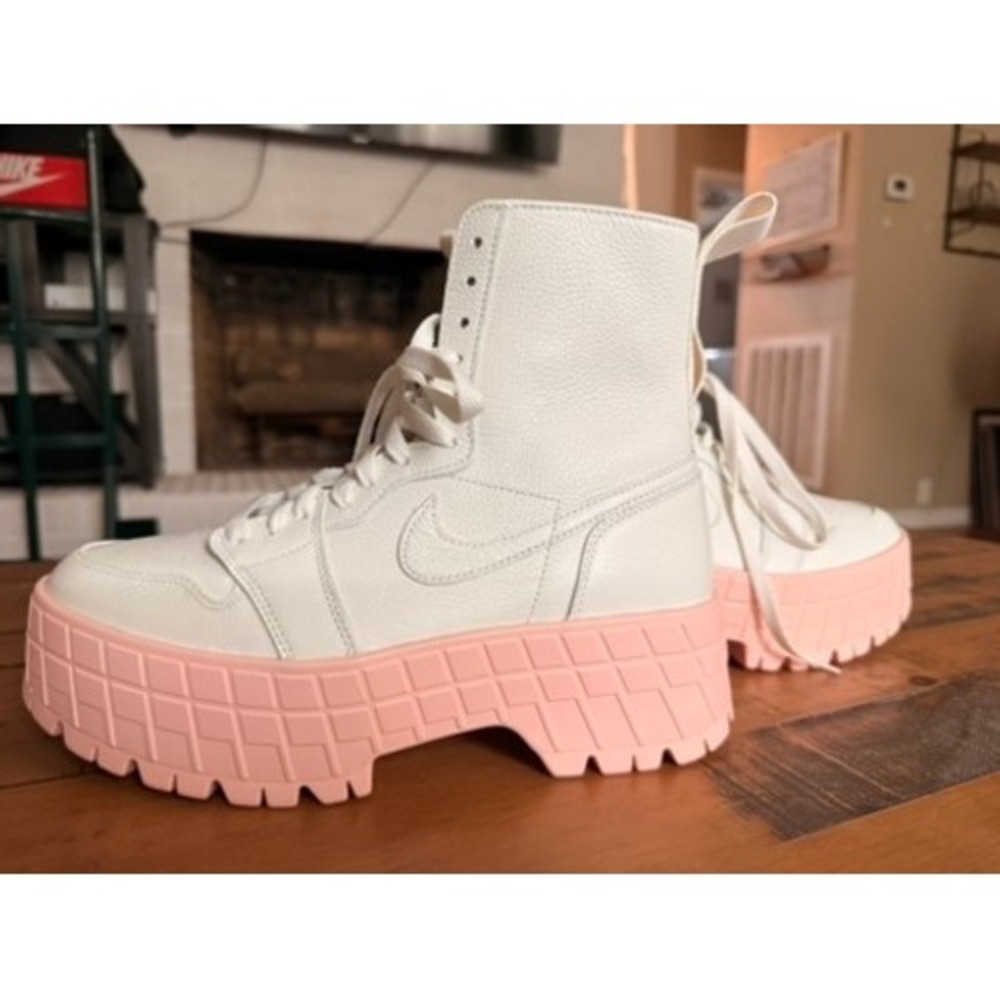 NIKE Jordan Air Mae Sail Pink White Platform Boot Sneakers - Picture 2 of 11